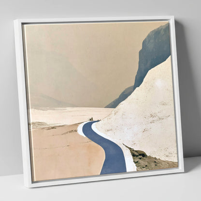 Blue Mountain Road to the Bothy lake district valley canvas wall art in white frame