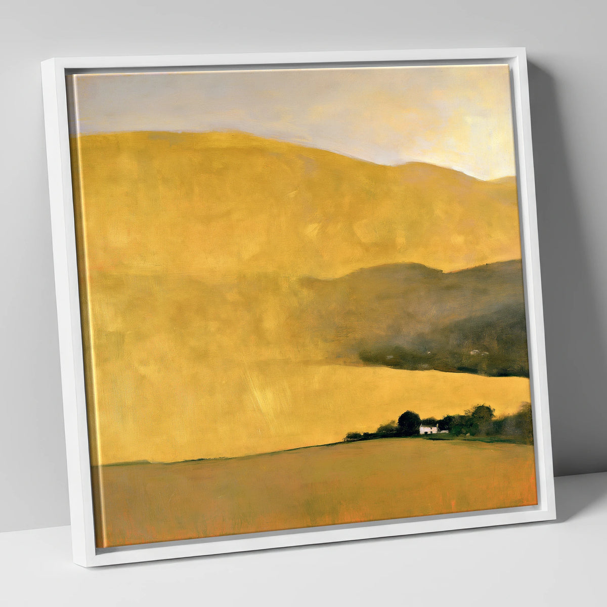 Radiant Golden Fells at Evening lake district sky canvas wall art in white frame
