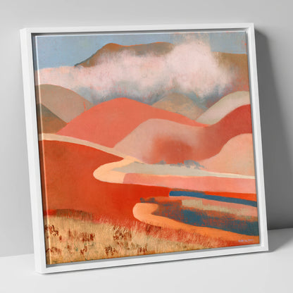 Terracotta Fells Under Cloud lake district fell canvas wall art in white frame