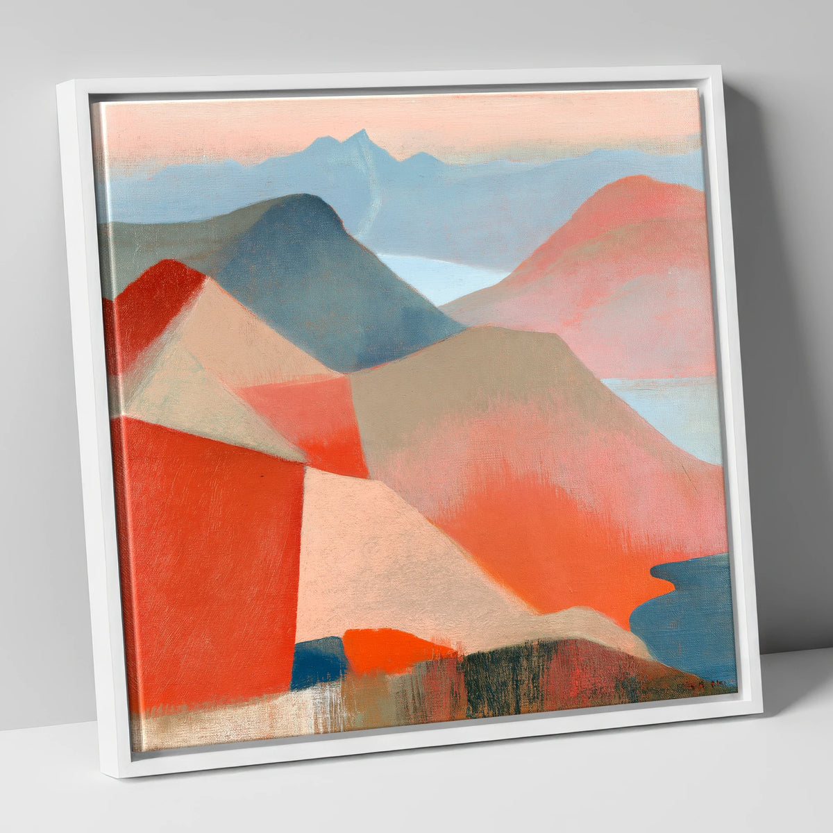 Terracotta Fells from the Summit lake district fell canvas wall art in white frame