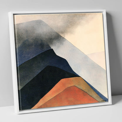 Abstract Terracotta Mountain Ridge lake district fell canvas wall art in white frame
