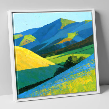 Vibrant Sunlight on Lakeland Fells lake district sky canvas wall art in white frame