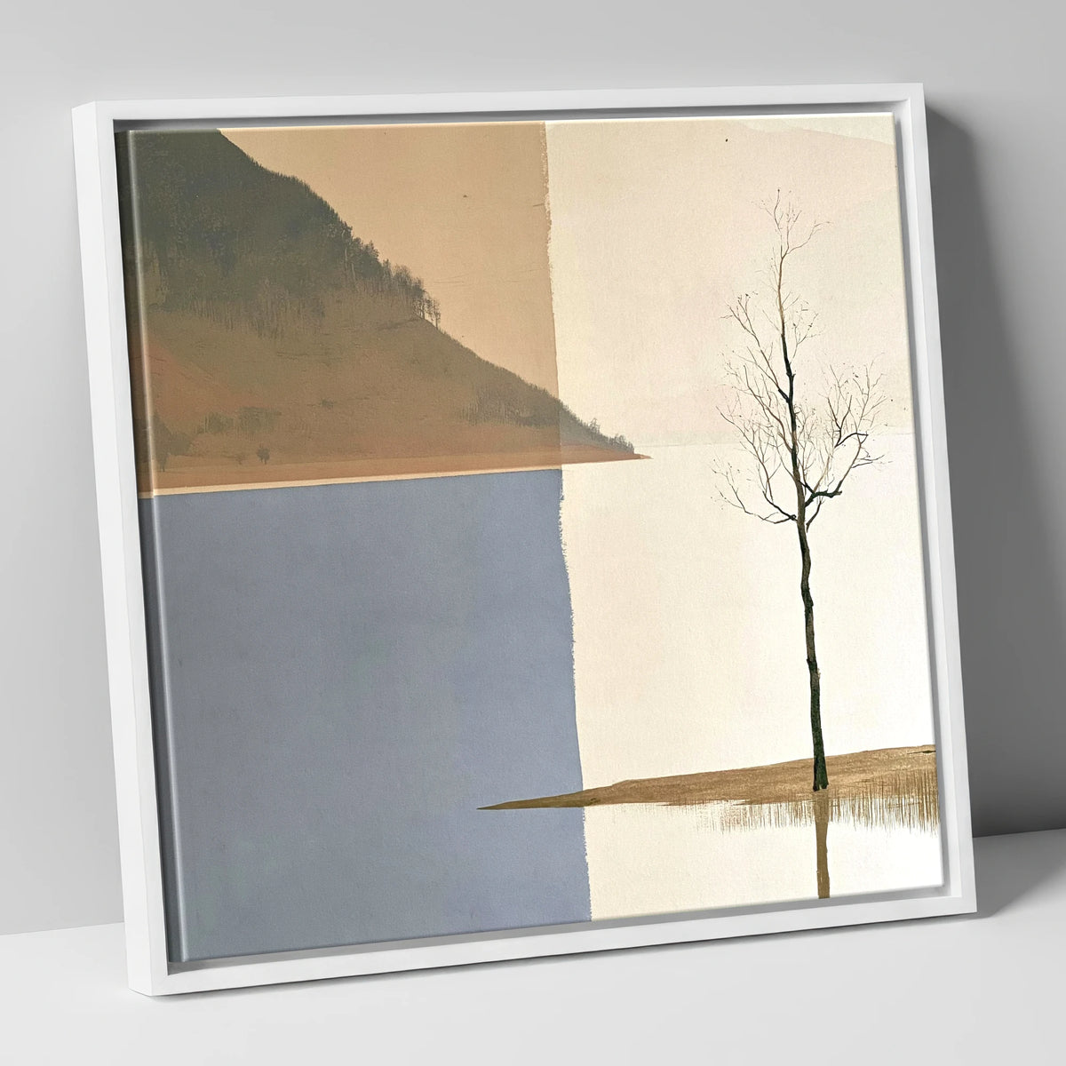 Minimalist Bassenthwaite Lake View lake district lake canvas wall art in white frame