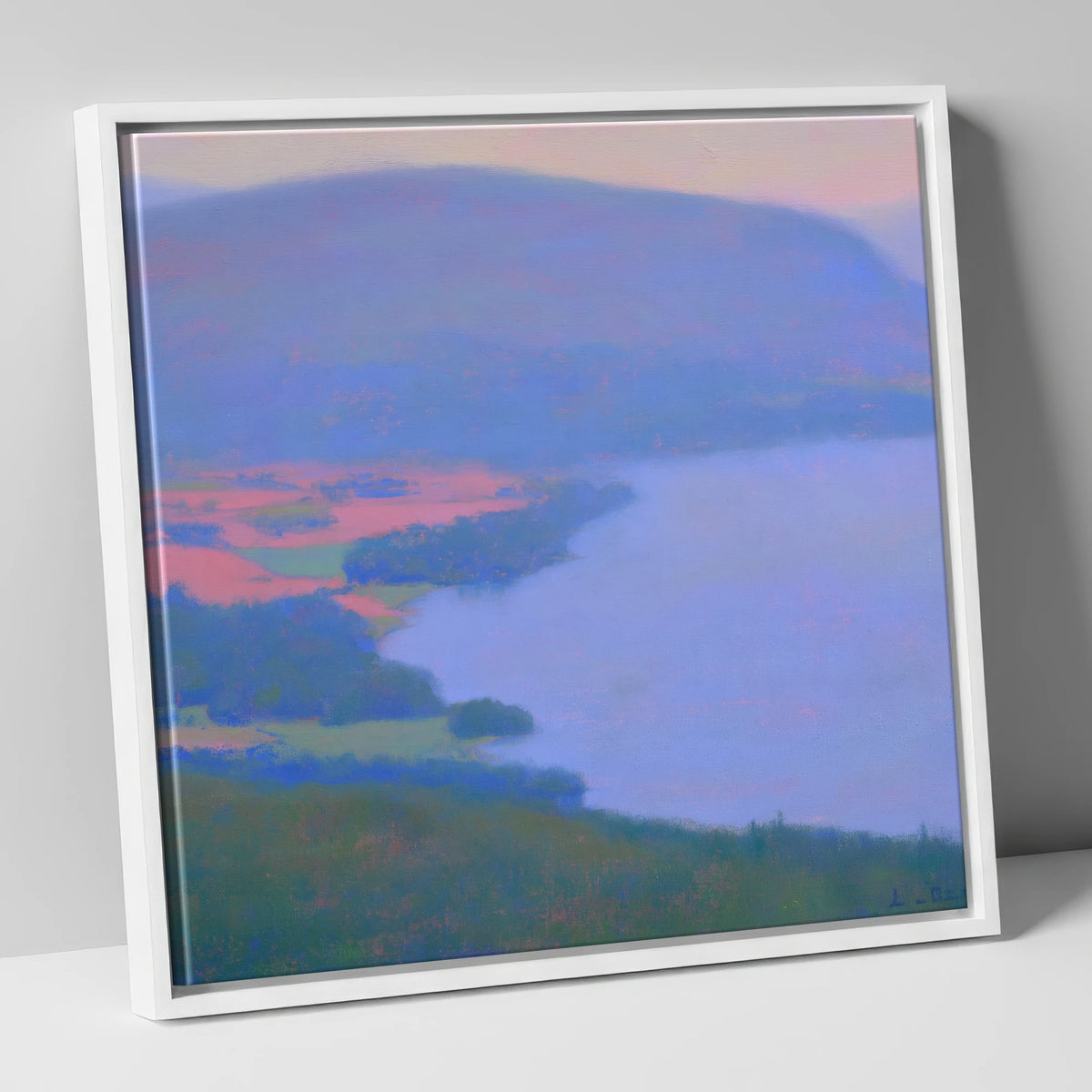 Pastel Skies Over Bassenthwaite Lake lake district lake canvas wall art in white frame