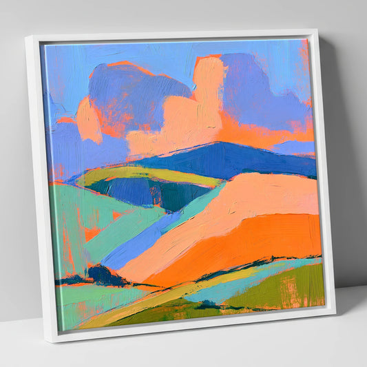 Rolling Fells in Vivid Colour lake district fell canvas wall art in white frame
