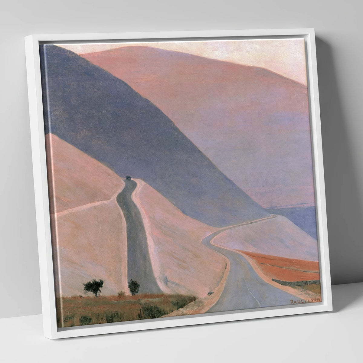 Winding Pass in Pastel Light lake district valley canvas wall art in white frame