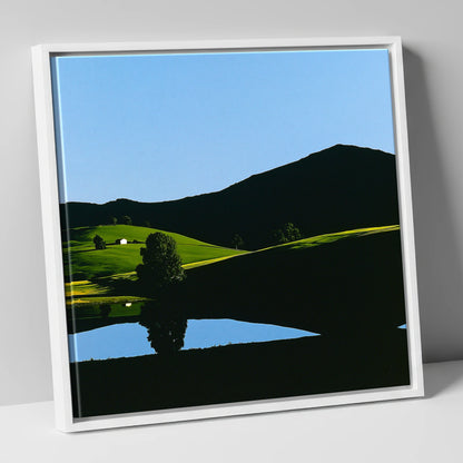 Sunlit Fells and Shadowed Peak lake district sky canvas wall art in white frame