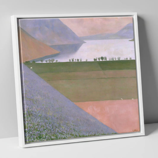Rannerdale Fellside Over Crummock Water lake district lake canvas wall art in white frame