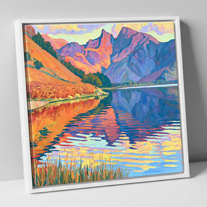 Vivid Fells of Loweswater lake district lake canvas wall art in white frame