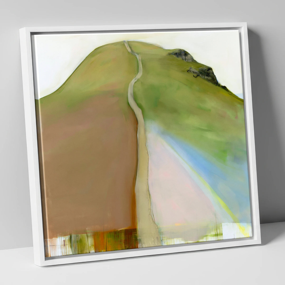 Contemporary Winding Path up Cat Bells lake district fell canvas wall art in white frame