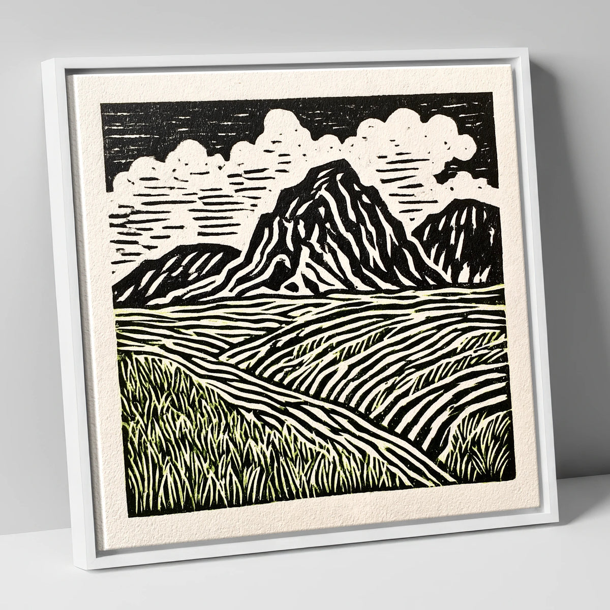 Scafell Pike Graphic Landscape lake district fell canvas wall art in white frame