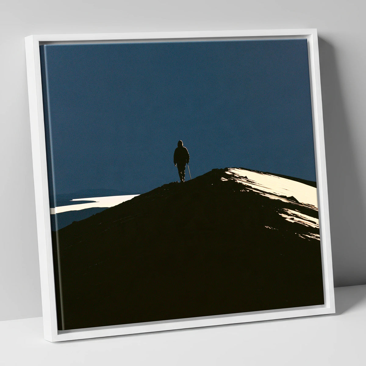 Twilight Silhouette on Skiddaw Ridge lake district fell canvas wall art in white frame