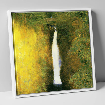 Aira Force Waterfall Sunlit Gorge lake district waterfall canvas wall art in white frame