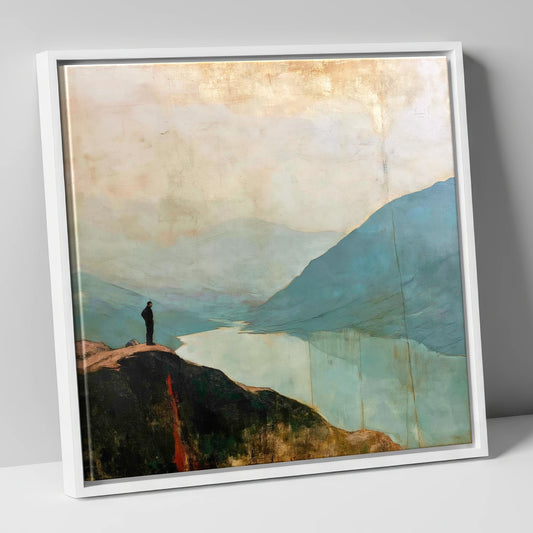 Atmospheric Wasdale From Great Gable lake district fell canvas wall art in white frame