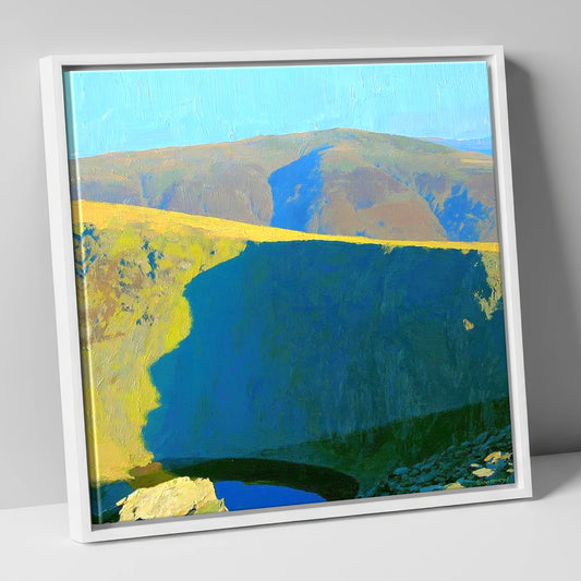 Sunlight Over High Street Crags lake district fell canvas wall art in white frame