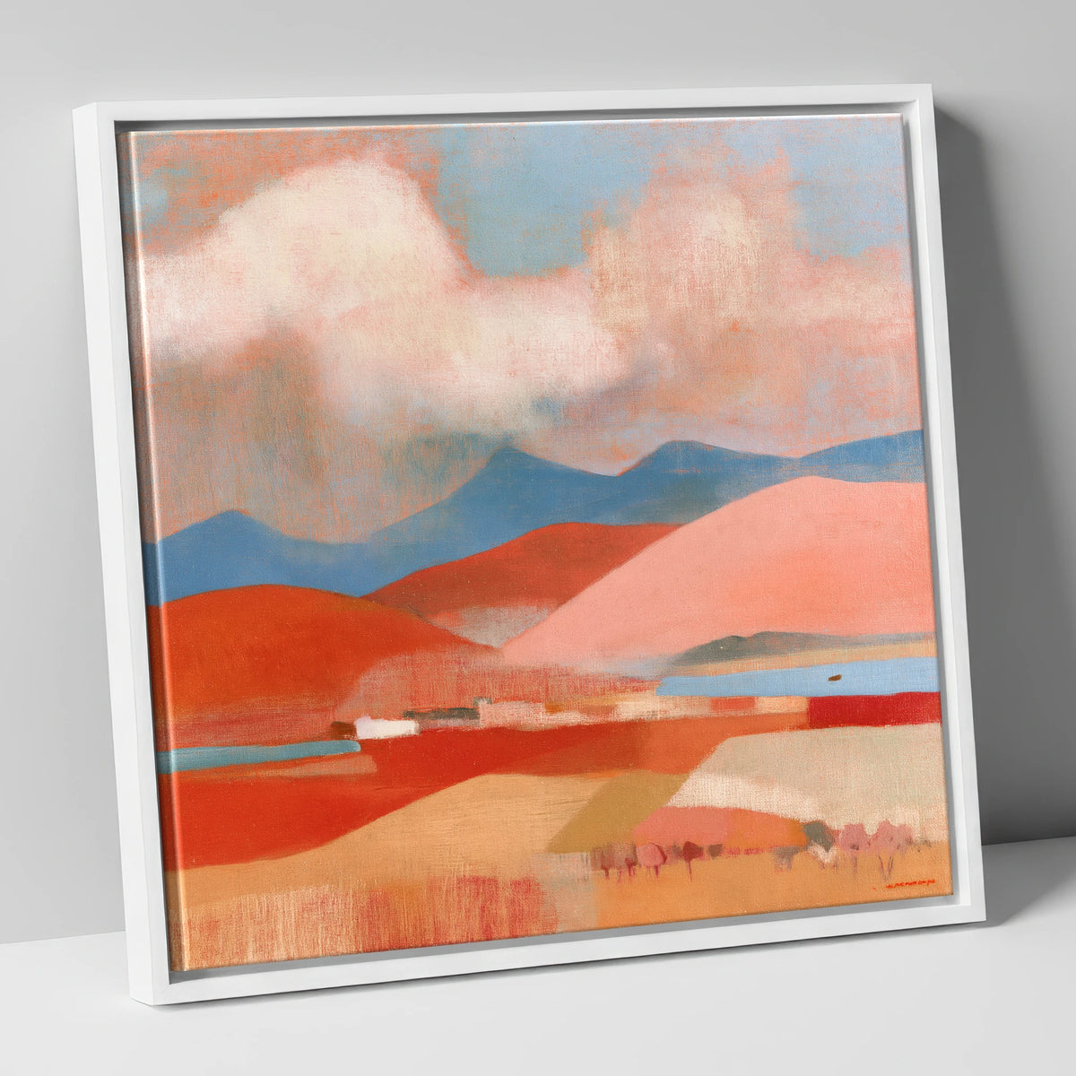 Storm Clouds Over Terracotta Fells lake district sky canvas wall art in white frame