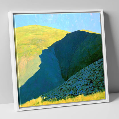 Great Sca Fell Twin Peaks lake district fell canvas wall art in white frame