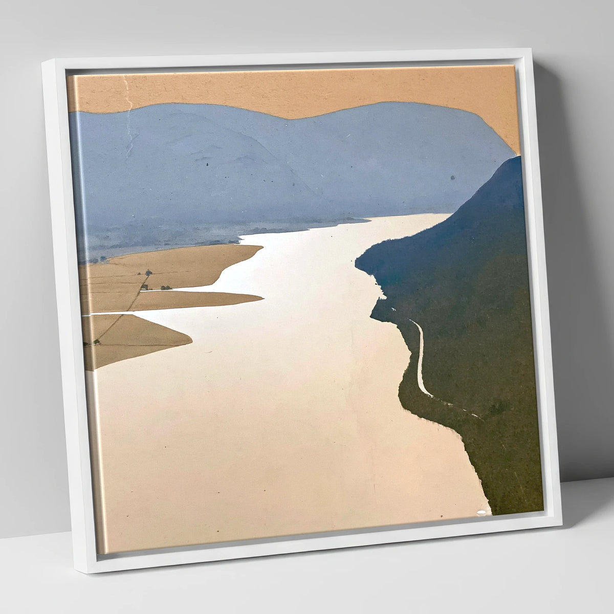 Bassenthwaite Lake From Above lake district lake canvas wall art in white frame