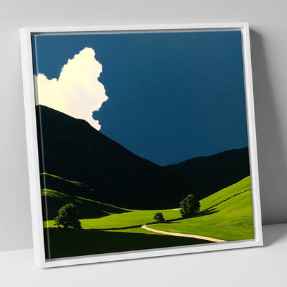 Rolling Fells Under Dramatic Cloud lake district fell canvas wall art in white frame