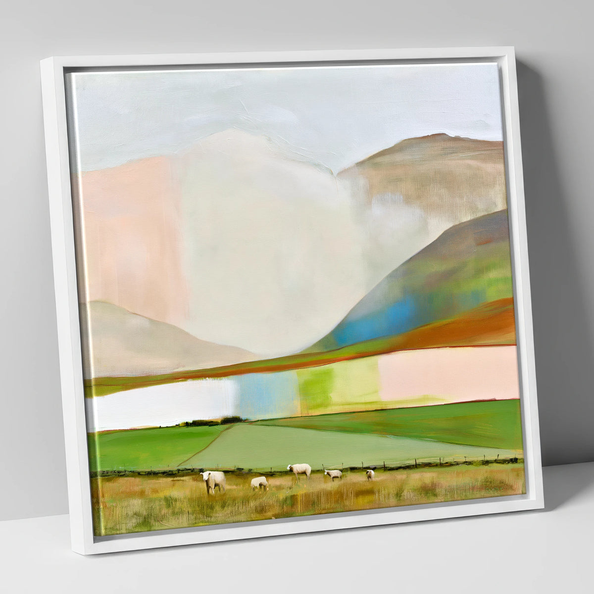 Pastel Storm Clouds Over Fells lake district sky canvas wall art in white frame