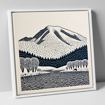 Graphic Skiddaw Mountain Scene lake district fell canvas wall art in white frame