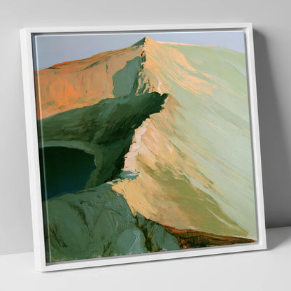 Apricot Light on Striding Edge lake district walking canvas wall art in white frame