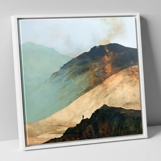 Great Gable and Westmorland Cairn lake district fell canvas wall art in white frame