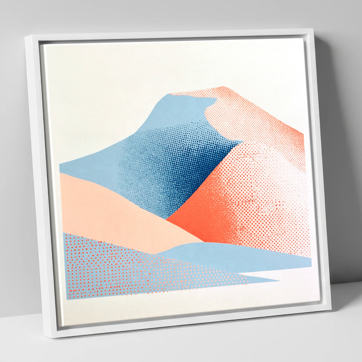 Blencathra in Blue and Coral lake district fell canvas wall art in white frame