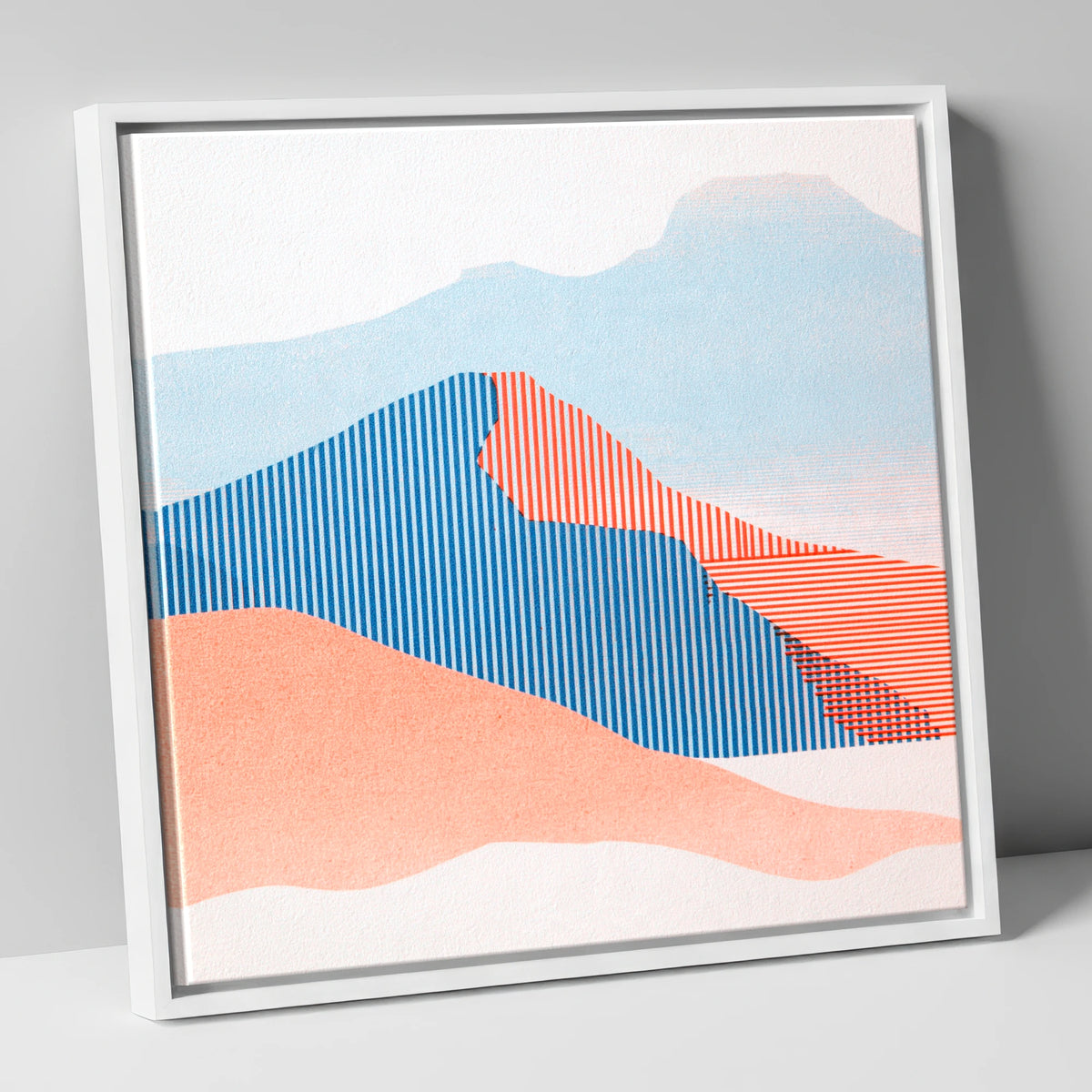 Geometric Fell Summit View lake district fell canvas wall art in white frame