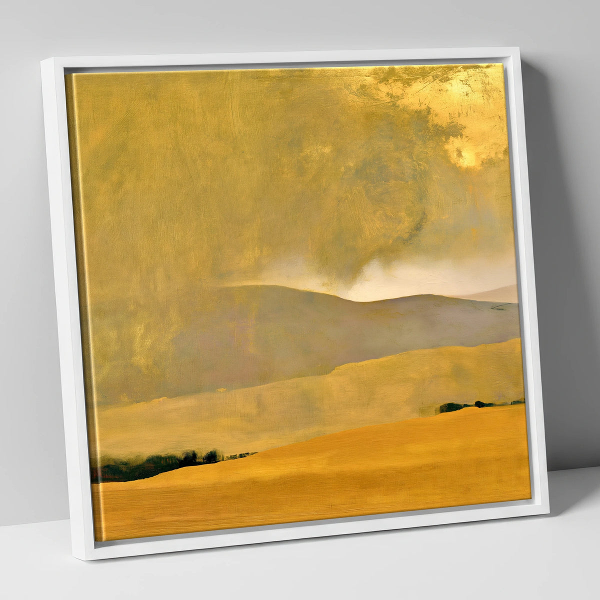 Golden Storm Over Lakeland Fells lake district sky canvas wall art in white frame
