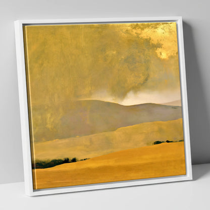 Golden Storm Over Lakeland Fells lake district sky canvas wall art in white frame
