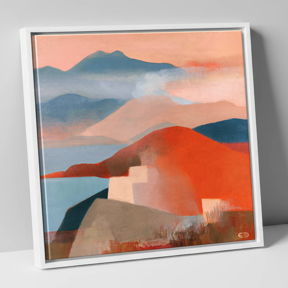 Bold Fells from the Summit lake district fell canvas wall art in white frame