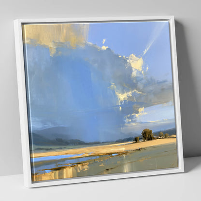 Luminous Storm Clouds Over Fells lake district sky canvas wall art in white frame
