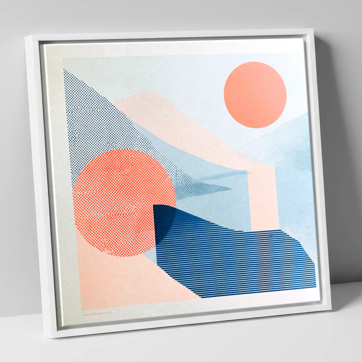 Ennerdale Valley Geometric Abstract lake district valley canvas wall art in white frame
