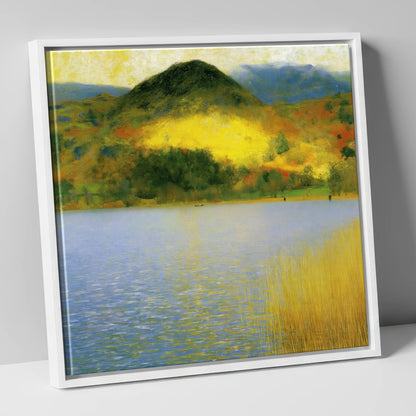 Grasmere Beneath Glowing Fells lake district lake canvas wall art in white frame