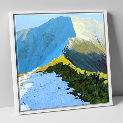 Sunlit Snow on Fairfield Ridge lake district fell canvas wall art in white frame