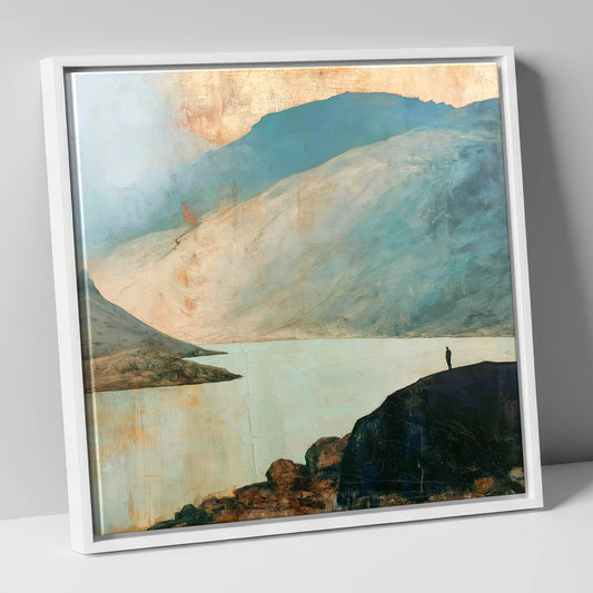 Great Gable in Golden Light lake district fell canvas wall art in white frame