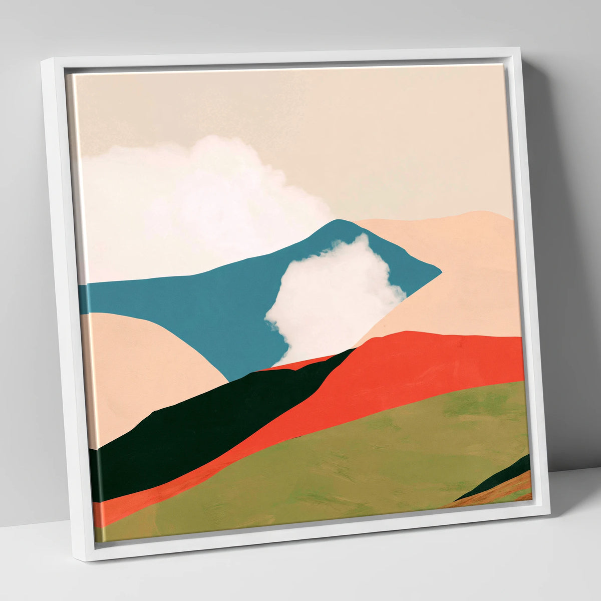 Bold Rolling Fells Under Cloud lake district fell canvas wall art in white frame