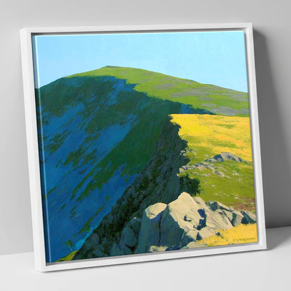 Vibrant Light on High Raise lake district fell canvas wall art in white frame
