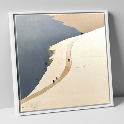 Fell Walkers on the High Ridge Path lake district walking canvas wall art in white frame