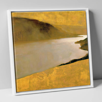 Golden Fells Above the Lake lake district lake canvas wall art in white frame