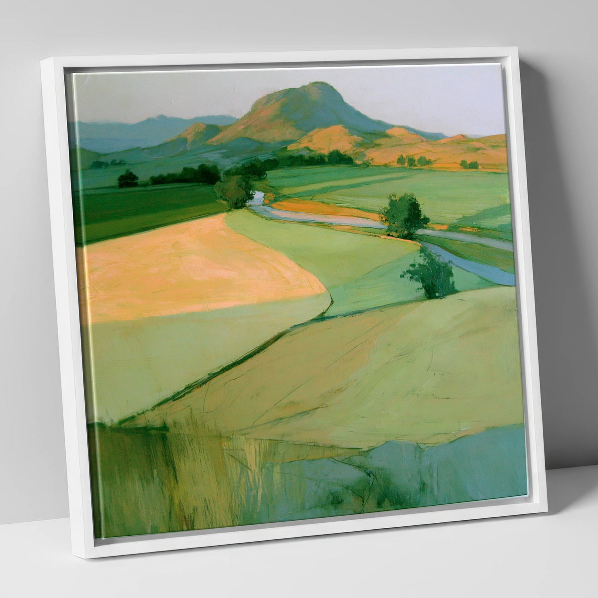 Valley Fells in Golden Light lake district sky canvas wall art in white frame