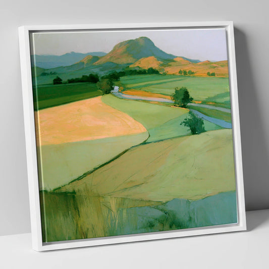 Valley Fells in Golden Light lake district sky canvas wall art in white frame
