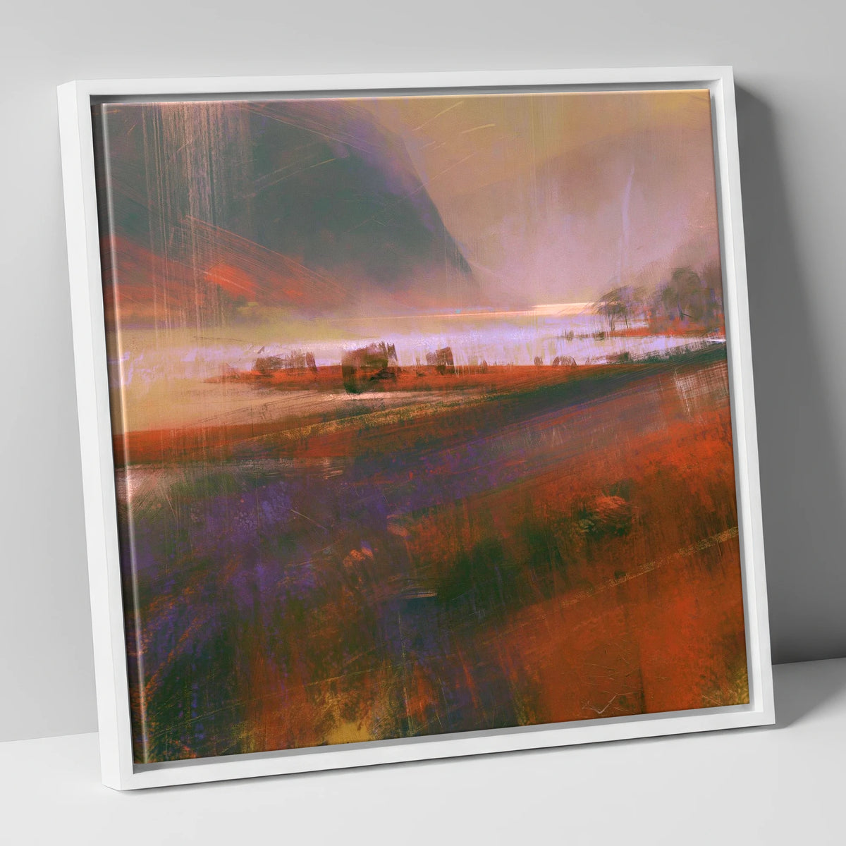 Autumn Light on Ullswater lake district lake canvas wall art in white frame