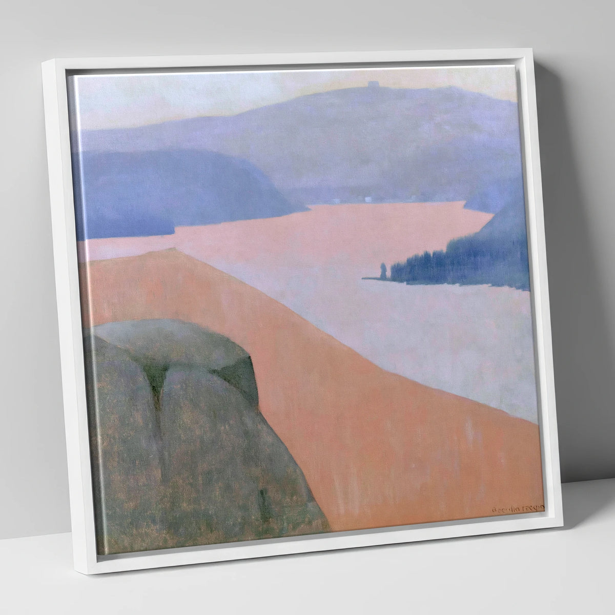 Pastel Ullswater from Gowbarrow Fell lake district lake canvas wall art in white frame