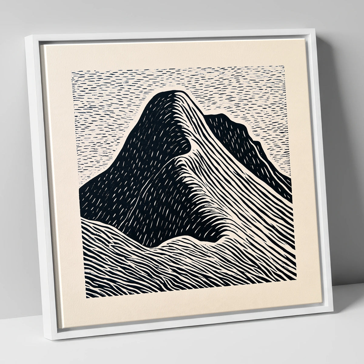 Great Gable Graphic Contours lake district fell canvas wall art in white frame