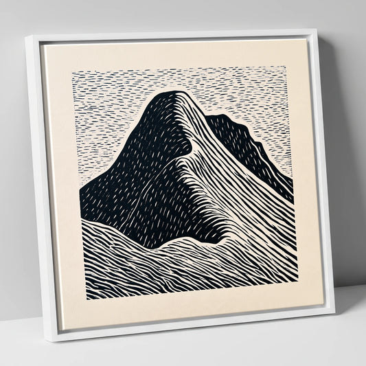 Great Gable Graphic Contours lake district fell canvas wall art in white frame