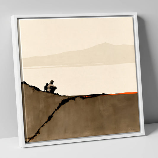 Walker on Blencathra Edge lake district fell canvas wall art in white frame