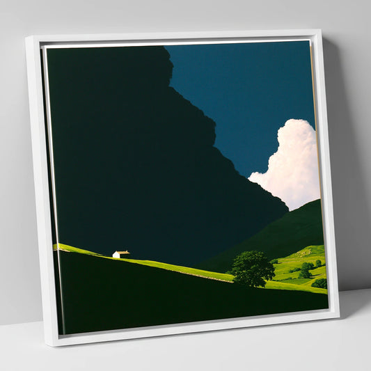 Rolling Fells Under Dark Cloud lake district fell canvas wall art in white frame