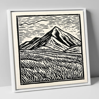 Bold Skiddaw in Monochrome lake district fell canvas wall art in white frame